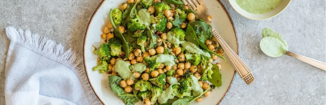 Broccoli & Chickpea Green Goddess Salad