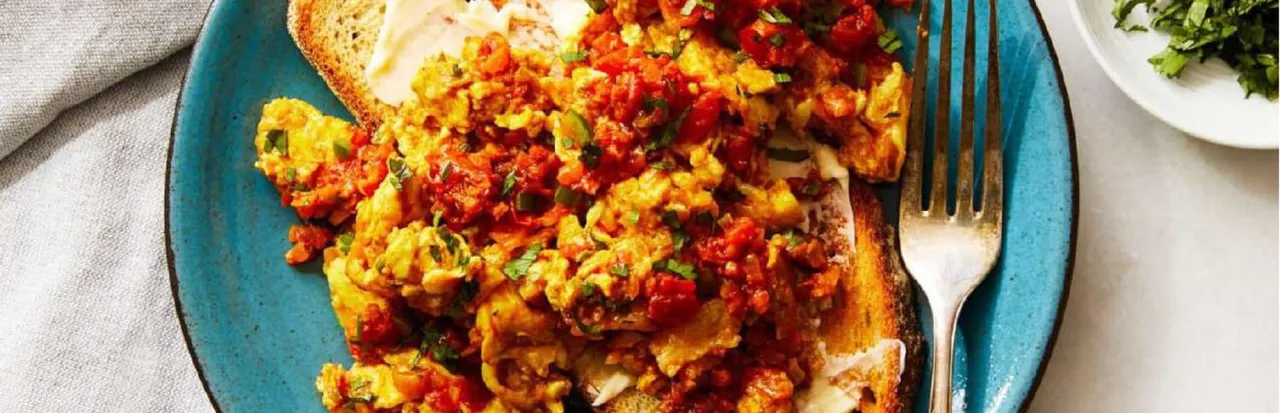 Masala Scrambled Eggs Toast
