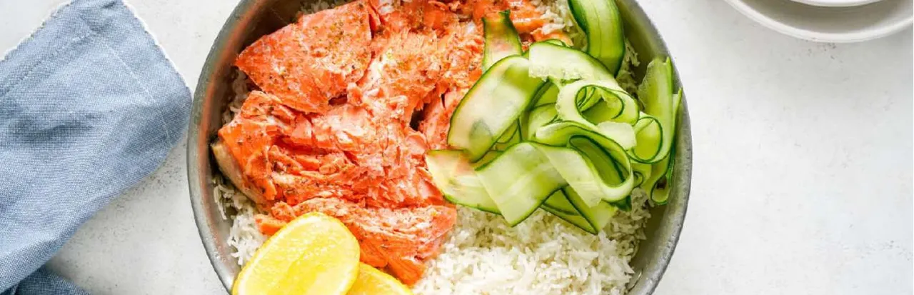 One Pan Oregano Salmon & Rice