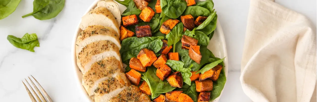 Roasted Chicken & Sweet Potato With Spinach (a2-1)