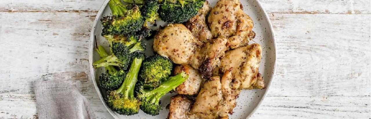 Sheet Pan Dijon Chicken Thighs & Broccoli